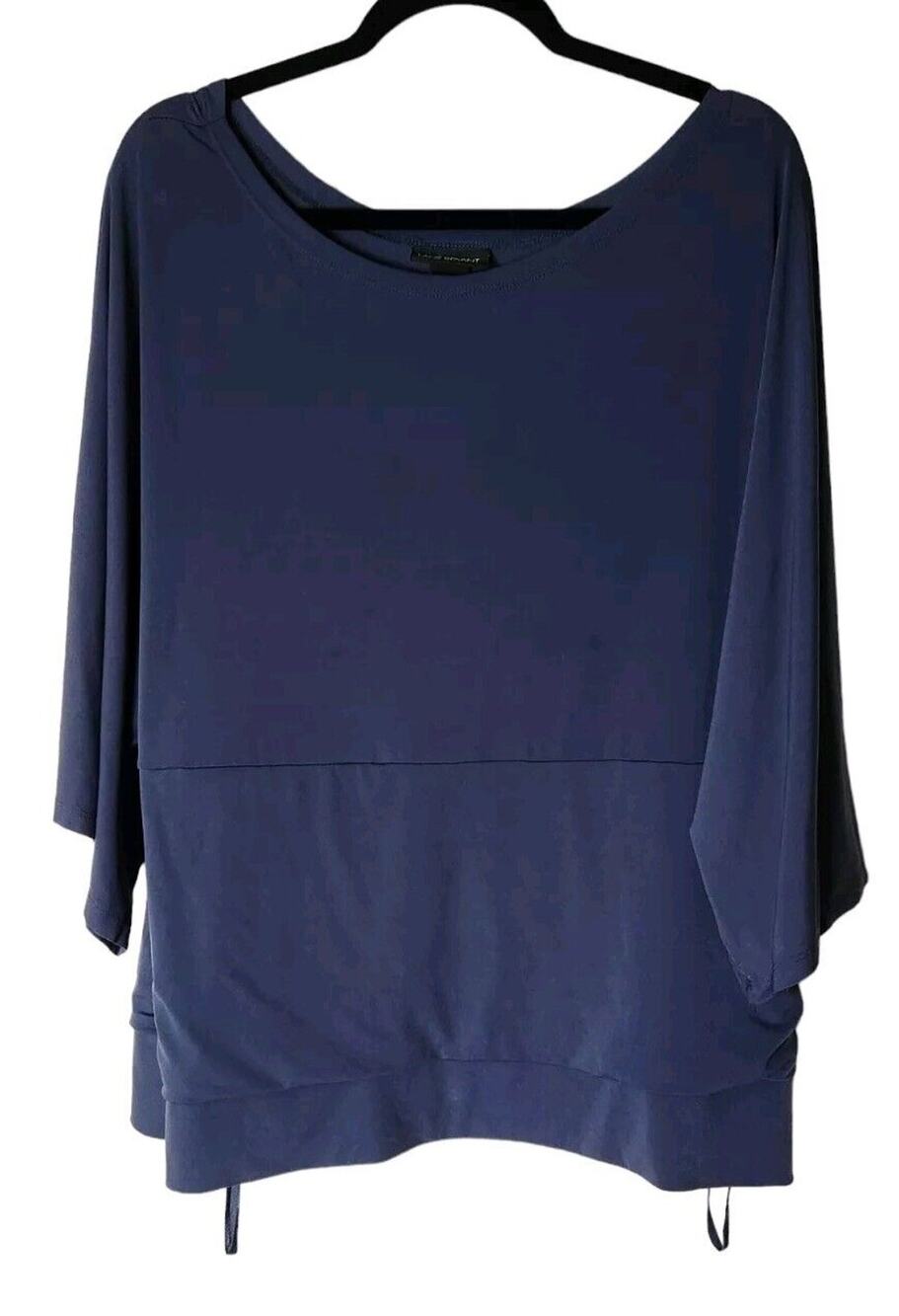 Lane Bryant Women’s Flowy Sleeve Blue Stretch Jersey Knit Blouse Sz 18/20 Ruched
